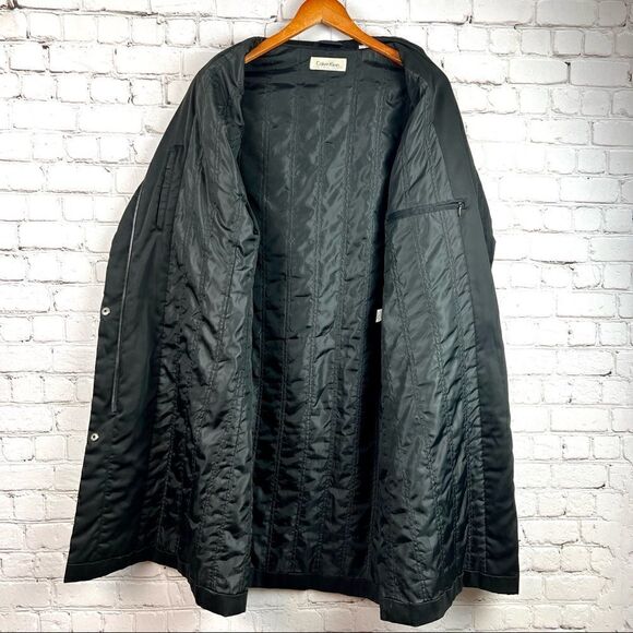 Vintage 90s Calvin Klein Quilted Rain Slicker Jacket Insulated Small - Picture 3 of 16